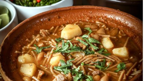 Acompaña esta deliciosa sopa de fideo con tostadas o tortillas de maíz, aguacate, queso y crema es un manjar. También puedes añadir tu carne favorita y obtendrás una comida completa.