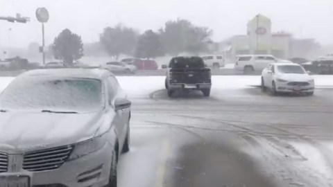 El comienzo de la nevada en Texas.