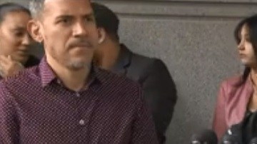 Lisandro Guzmán y Leandra Feliz ante la prensa el viernes