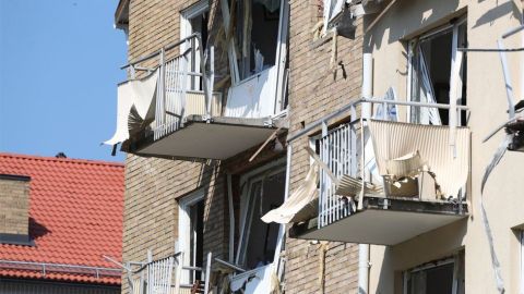 Así quedó un edificio en la ciudad sueca de Linkoping, tras una explosión en junio.