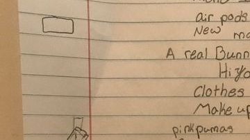 Lista de deseos de una niña de 5 años.