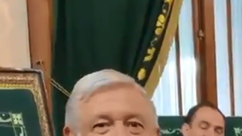 El presidente López Obrador y la presidenta de Grupo Santander.