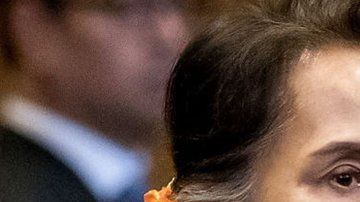 Aung San Suu Kyi durante la primera audiencia por el juicio de genocidio.