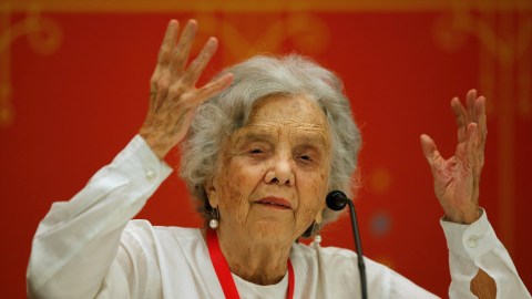 Elena Poniatowska en la presentación de su último libro.