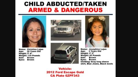 Amber Alert para Christina Lujan de 39 años y Josephine de 3 años.