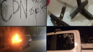 Cártel del Noreste ataca a policías municipales, quema autos y deja pintas como regalo navideño