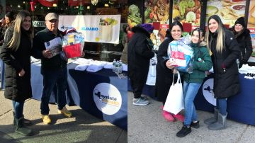 José Morocho (izq.) y Wendy Veras y  Serenity Huala, en las fotos durante los eventos de la semana pasada de NY State of Health en Brooklyn.