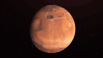 El área de Marte en esta ilustración contiene hielo de agua que sería fácilmente accesible para  los astronautas.