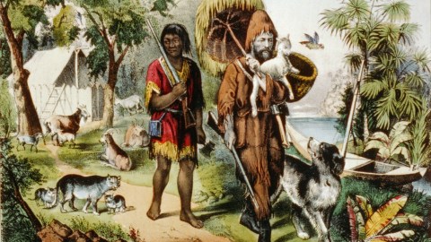 Imagen clásica de la obra Robison Crusoe.