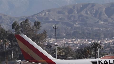 El avión en el que fueron repatriados los estadounidenses que se encontraban en Wuhan, China.