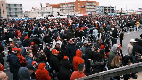 Los simpatizantes antes del evento de Trump en Nueva Jersey.