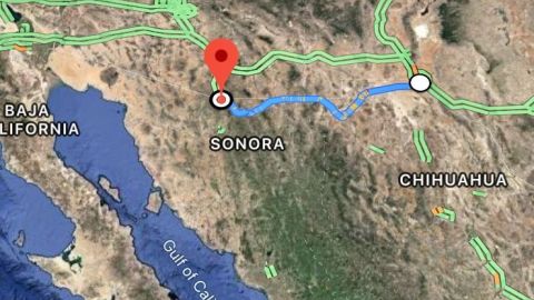 La ruta que refugiados deberán recorrer de Nogales a Ciudad Juárez.