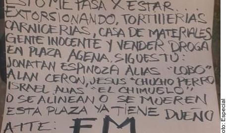 El mensaje estaba junto a los restos humanos.