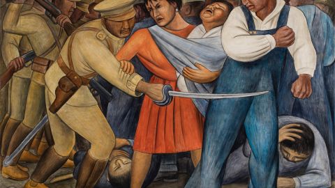 Diego Rivera, El Levantamiento, 1931. Fresco sobre cemento reforzado en un marco de acero galvanizado.