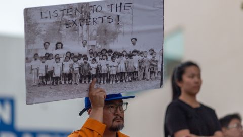 Protesta contra ICE en Little Tokio en 2019.