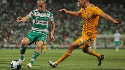 Torreón, Coahuila, 16 de Febrero de 2020, durante el juego de la Jornada 6 del torneo Clausura 2020 de la Liga BBVA MX, entre Santos Laguna y Tigres UANL celebrado en el Estadio Corona del Territorio Santos Modelo. Foto: Imago7/Jesus Ruiz