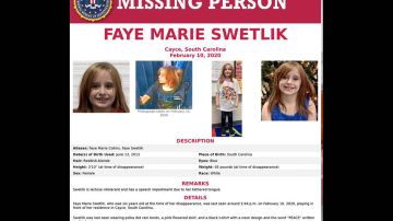 Faye Swetlik desapareció el lunes en la tarde.