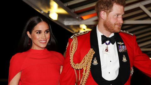 Harry y Meghan en su última aparición con la realeza.