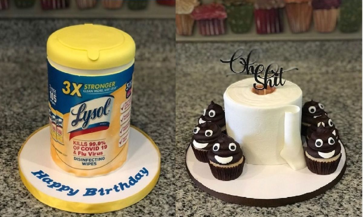 Panadera crea pasteles de Lysol y papel higiénico para celebrar en cuarentena