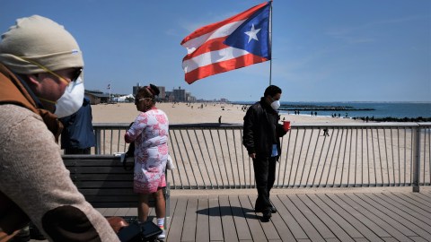 NEW YORK, NY - APRIL 25: People keep their personal distance as they enjoy a spring afternoon at Brooklyn's Coney Island on April 25, 2020 in New York City. New York City, which has been the hardest hit city in America from COVID-19, is starting to see a slowdown in hospital visits and a lowering of the daily death rate from the virus. (Photo by Spencer Platt/Getty Images)