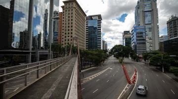 Las calles vacías de Sao Paulo a causa de la cuarentena.