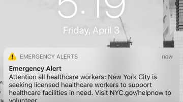 Alerta recibida en todos los celulares de Nueva York.