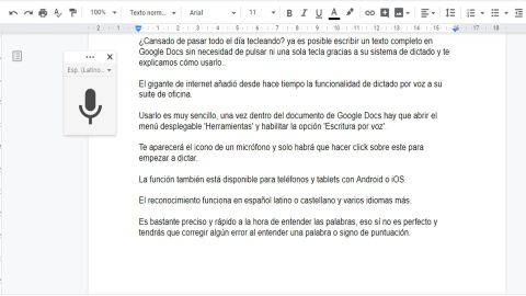 Dictador de voz de Google