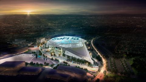 Así se verá el SoFi Stadium de Inglewood cuando sea inaugurado.