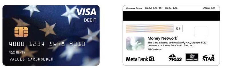 Así lucen las tarjetas de débito prepagadas con dinero de estímulo que envía el Gobierno.