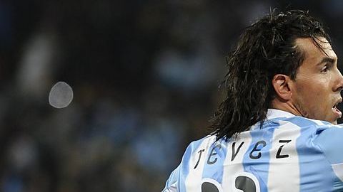 Carlos Tévez y Lionel Messi en la selección de Argentina.