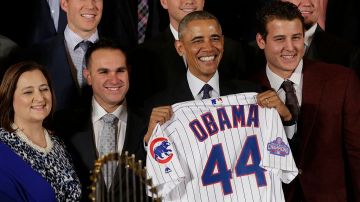 Barack Obama con los Chicago Cubs en la Casa Blanca.