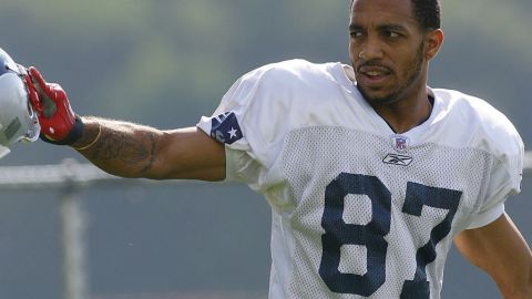 Reche Caldwell entrenando con los New England Patriots en 2007.