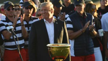 Donald Trump en el Liberty National Golf Club de Nueva Jersey.
