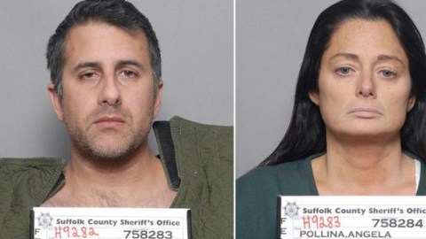 El policía Michael Valva y su novia Angela Pollina.