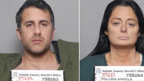 El policía Michael Valva y su novia Angela Pollina.