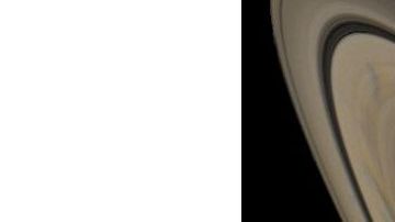 Saturno y 4 de sus lunas en color natural.