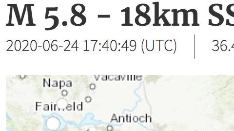 Ficha informativa del sismo registrado en California el 24 de junio de 2020.