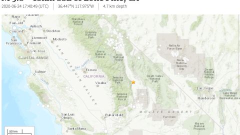 Ficha informativa del sismo registrado en California el 24 de junio de 2020.