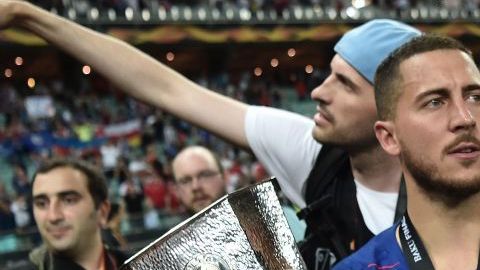 Eden Hazard cuando ganó la Europa League con el Chelsea.
