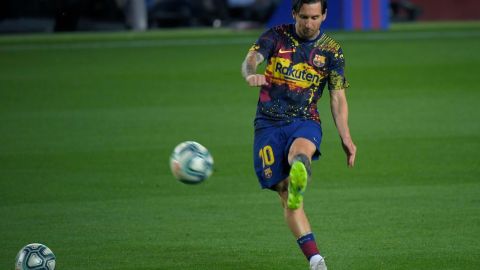 Lionel Messi en un entrenamiento previo a un partido con el Barcelona.