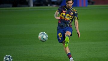 Lionel Messi en un entrenamiento previo a un partido con el Barcelona.