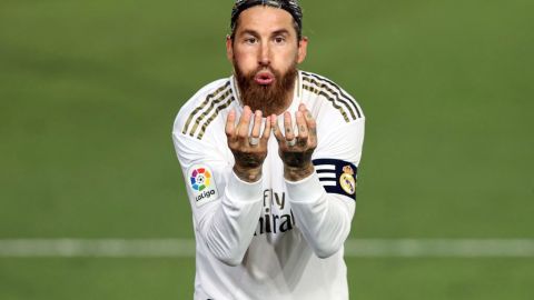 Sergio Ramos en un partido con Real Madrid.