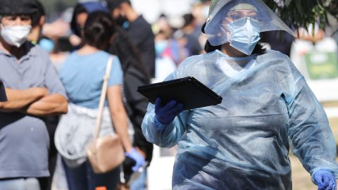 Un centro de toma de pruebas de coronavirus en Los Ángeles.