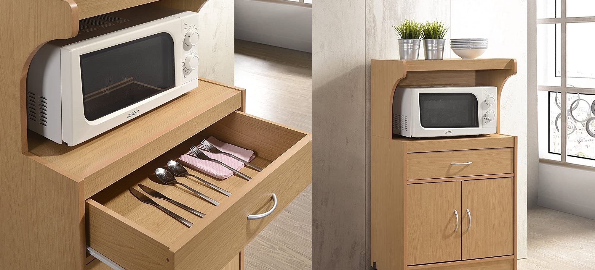 5 estilos de muebles para colocar tu horno microondas en la cocina | El