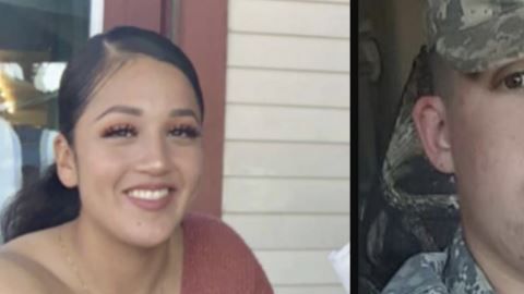 Los soldados Vanessa Guillén y Gregory Morales.