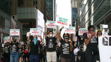 Los manifestantes recorrieron parte del centro de Manhattan este viernes.