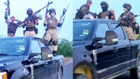 Sicarios del Cártel del Noreste se fotografían armados y en sus trocas antes de enfrentar a policías