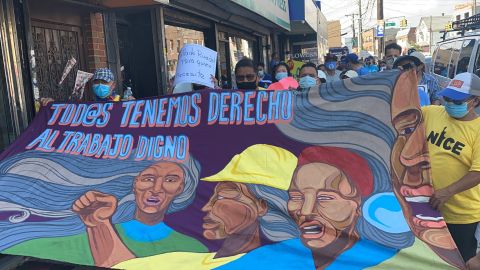 La marcha recorrió varios tramos de Corona para centrarse finalmente en el complejo de vivienda LeFrak City.