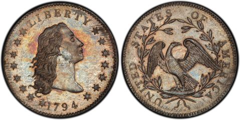 Esta moneda fechada en 1794 se cree que es el primer dólar de plata oficial de EE.UU.