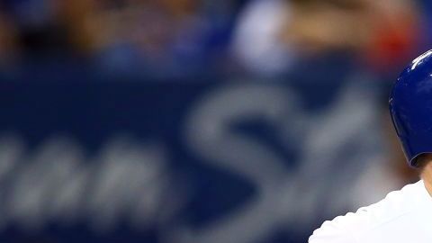 Reese McGuire en un partido con Toronto.